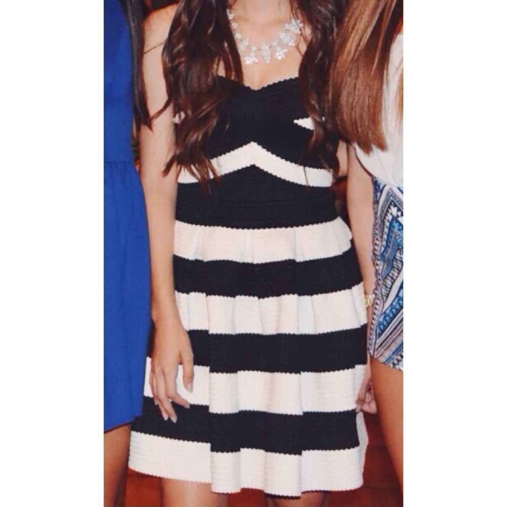 Black and white striped dress